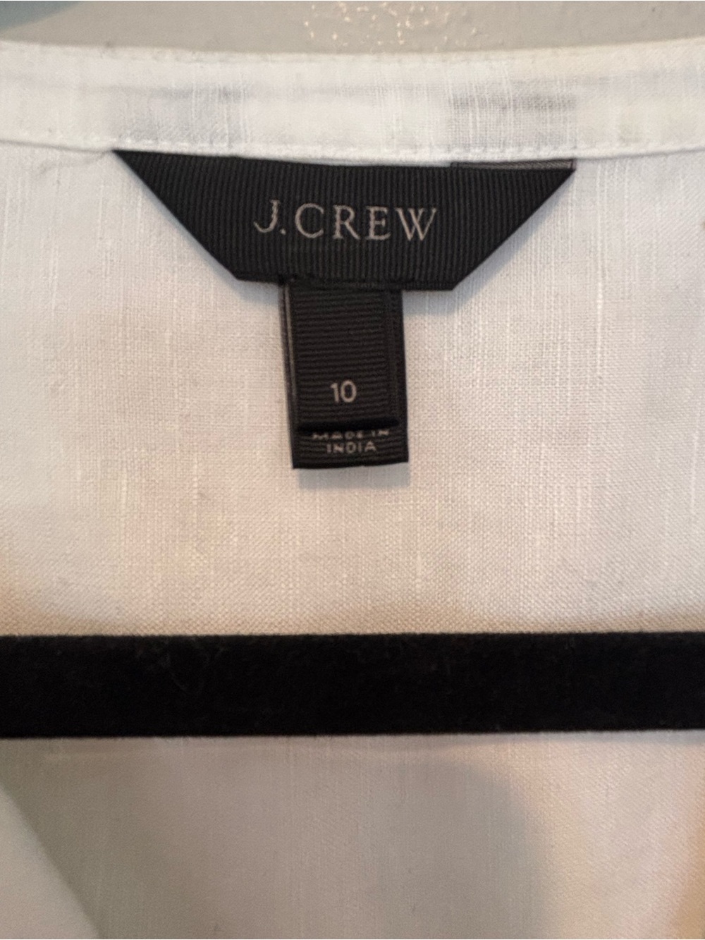 J. Crew White Linen Peasant Blouse with Blue Embroidery - Picture 3 of 4